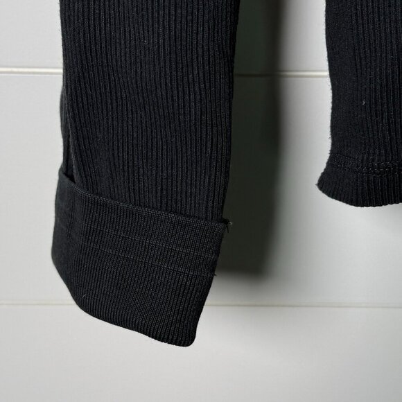 Lauren Ralph Lauren Black Rib 100% Cotton Long Sleeve Shirt w/ Should Pocket XL - Picture 6 of 11